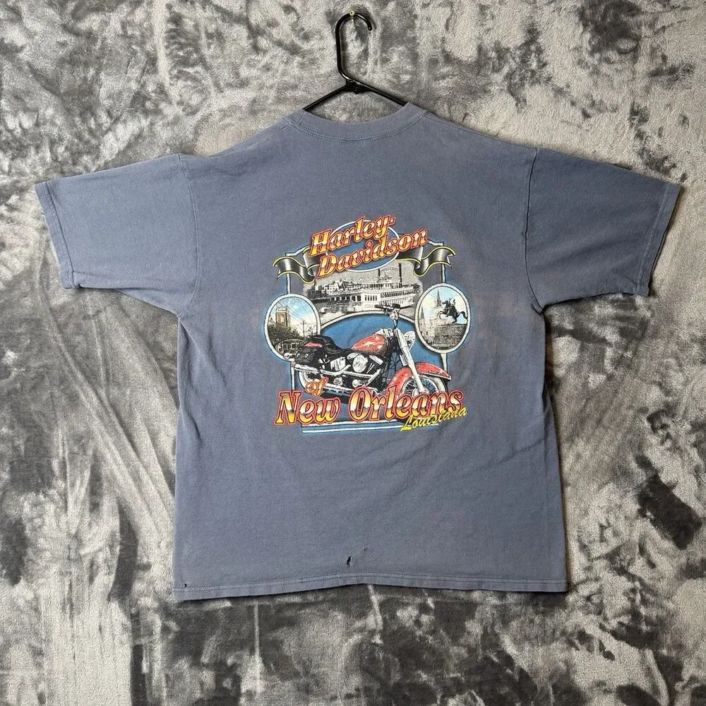 Vintage Harley Davidson Embroidered Logo Short Sleeve Large New Orleans LA